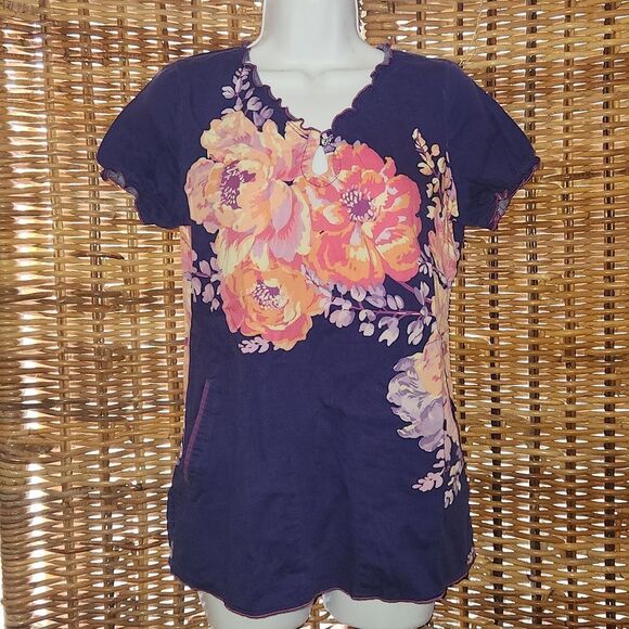 Koi by Kathy Peterson Scrub Top XS - Picture 1 of 6